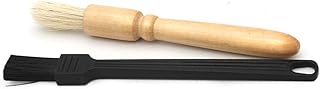 2 Pack Coffee Grinder Cleaning Brush, Heavy Wood Handle & Natural Bristles Wood Dusting Espresso Brush and Nylon Espresso ...