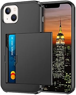 Coolden Compatible with iPhone 14 Case Wallet Case Armor Shockproof Case Heavy Duty Protective Case Hard PC Back Soft TPU Bumper Card Holder Slot Wallet Case Cover for iPhone 14 Phone Case (Black)