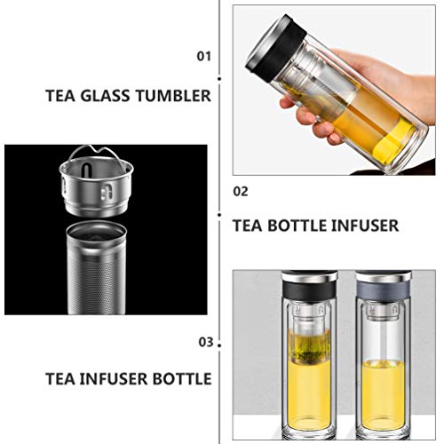 UPKOCH Infusor de Chá de Vidro Garrafa de Vidro de Dupla Camada de Isolamento Térmico Garrafa de Chá