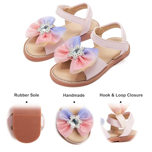 Image of Felix & Flora Toddler Girl Sandals - Little Girl Easter Dress Shoes Lightweight Open Toe Beach Holiday Flats