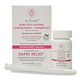 Kushae Boric Acid Suppositories + Rapid Relief with Applicator, All Natural Female Suppositories with Probiotics & Aloe Vera, Relieves Discomfort & Balances pH Level