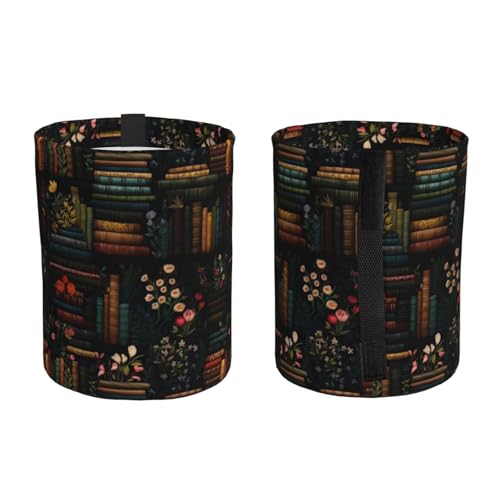 XTPSHN Book Lovers Flowers Reusable Car Trash Can 7inch Leakproof