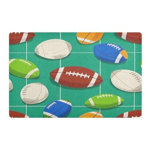 Paillasson antidérapant coloré motif football américain, pour entrée, intérieur, cuisine, 50 x 80 cm