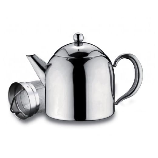 Café Ole HT-035X Tea Pot, 18/10 Steel, 1 Liter, Mirror Polished
