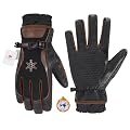 HANDLANDY Winter Work Gloves for Men Women, 3M Thinsulate Insulated, Waterproof Thermal Touchscreen Warm Grip Gloves for Cold Weather, Skiing, Snowboarding, Hiking (Brown, Medium)