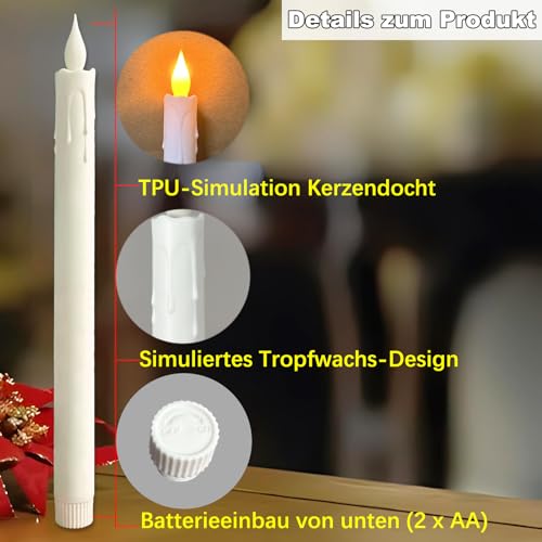 Bougies à LED électriques avec fonction minuterie et télécommande sans fil - 4