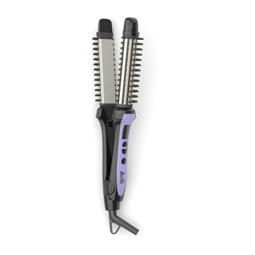 Berta 3In1 Hair Brush Iron Hair Straightener Curling Iron Roll Brush Tourmaline Ceramic Flat Iron Negative Ionic Hot Brush Anti Scald Curler, Dual Voltage & Auto Shut Off #TOP4