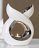  Casablanca - Duftlampe, Aromalampe, Aromabrenner - Lago - Keramik - Farbe: Weiß, Silber
