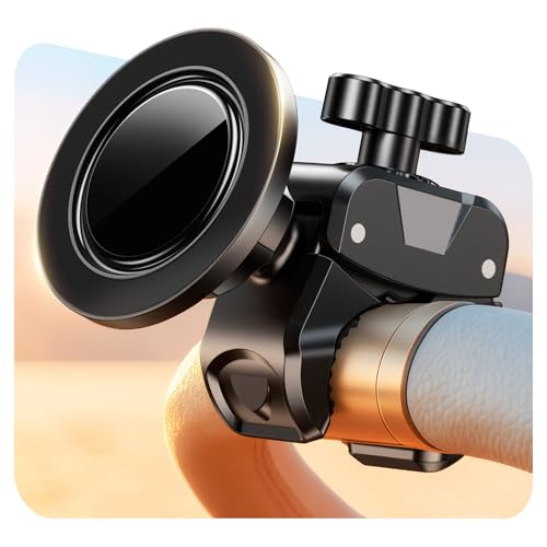 iBytoc Magnetic Gym Stroller Phone Holder with Clamp 16 x N55 Strong Magnet Phone Mount 360 Rotating & 60 Tilt for Treadmill/Exercise Bike/Golf Cart/Shopping Cart Fit for iPhone 12-17 & Android