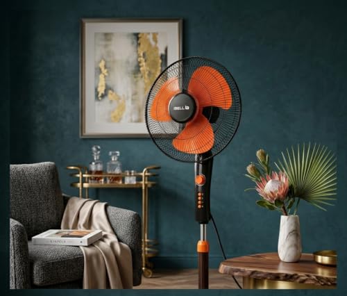 Image of IBELL Zephyr03 Pedestal Fan, 400mm (16 Inch), High-Speed 3-Blade Motor, Built-in Timer, Adjustable Height, Powerful Air Delivery, 2-Year Warranty, Orange
