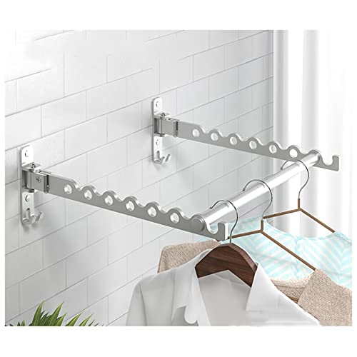 CHEMYO Tendedero de Ropa Montado en la Pared Ropa de lavandería Bastidores Plegables, Varilla retráctil para Ahorro de Espacio de Montaje en Interiores, Percha Plegable Invisible para Abrigo, Puer