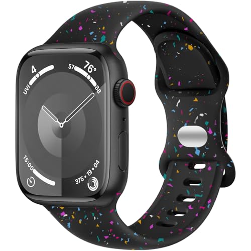 Apple Watch�p�X�|�[�c�o���h 38mm 40mm 41mm 42mm 44mm 45mm �����p�\�t�g�V���R���X�g���b�v���X�g�o���h iWatch Series 8 7 6 5 4 3 2 1 SE �j�����p (Colorfu Balck, 42