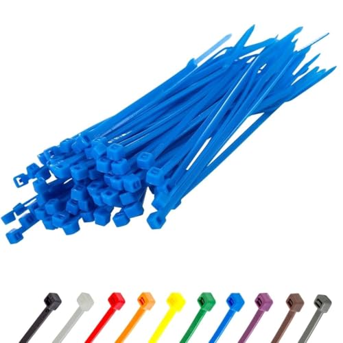 GTSE - 4 Inch Blue Nylon Zip Ties, 100 Pack, 18lb, Self-Locking
