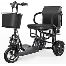 TopMate ES15 Patinete Electrico 3 Ruedas Adultos Mayores, Triciclo Plegable Ligero Motor Doble 500W, 3 Velocidades, Carga 136kg, Bateria Extraible Homologada para Viajes