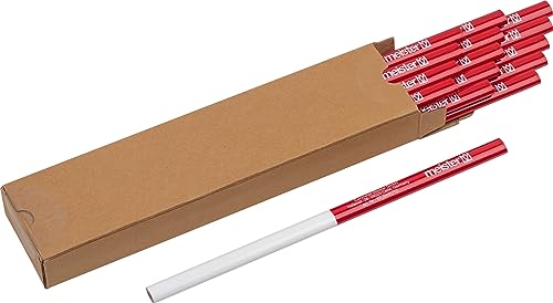Meister Zimmermannsbleistift-Set 15-teilig - 240 mm Länge - Ovale Form - Mittlere Härte - Ideal zum Anzeichnen & Markieren - rot & weiß / Markierungswerkzeug / Baubleistift / 9446700
