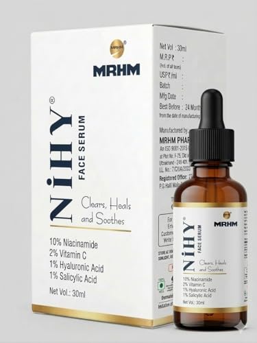 Image of NIHY Face Serum for Glowing Skin By MRHM |10% Niacinamide, Vitamin C, & Hyaluronic Acid (30ml)