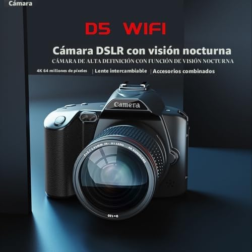 Cámara Digital 4K 64MP, Cámara Digital de Visión Nocturna, Pantalla a Color IPS de 3 Pulgadas, WiFi, Zoom Digital 16X, Gran Angular de 120 Grados, Luz de Relleno, Lente Macro,