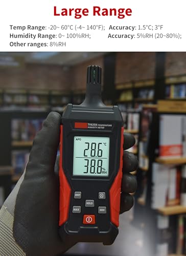 Diyeeni TA620A Temperature Humidity Meter, Handheld Thermometer Hygrometer with Ambient, Dew Point, Wet Bulb - Image 3