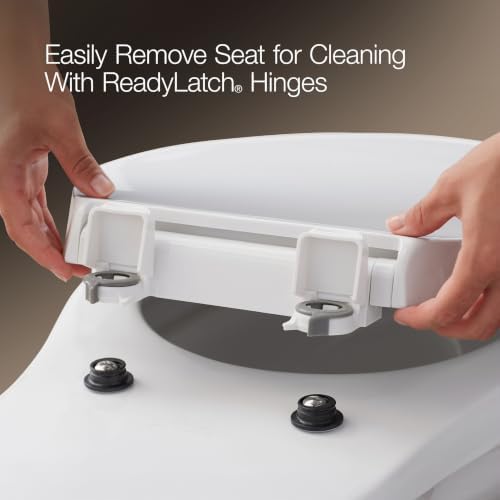 KOHLER 4636-RL-0 Cachet ReadyLatch Elongated Toilet Seat Slow Close, Soft Close Toilet Seat Quiet Lid, Contoured Grip-Tight Bumpers Installation Hardware, Apartment Essentials, White — view 9