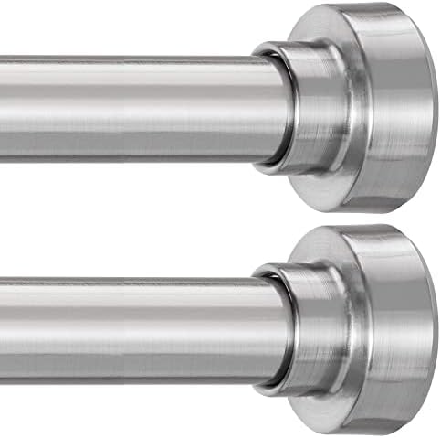 YNL 2 Pack Shower Curtain Rods Tension- No Drill, Never Rust, Non-Slip Spring Tension Rods for Window/Bathroom, 42-73 inches, Closet Rod Stainless Steel, Brushed Nickel