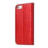 Wormcase Handytasche iPhone 5 – 5S – 5SE- Hülle – ECHT LEDER – HANDGEFERTIGT – KARTENFACH – MAGNETVERSCHLUSS- Zubehör Case Tasche Etui IPhone Flip Case Schutzhülle von WORMCASE – Farbe Rot - 2