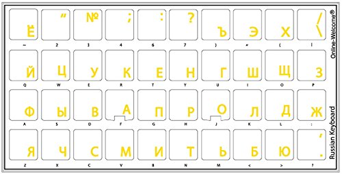 Calcomanía de Teclado Transparente Rusa Amarilla miniatura 1