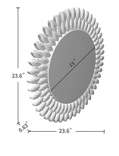 Yoayo Decorative Round Wall Mirrors - Jeweled Accent Mirror For Wall Decor- Gorgeous Circle Mirrors For Entryway Hallway Bedroom Living Room Hotel Home Vanity Silver Mirror 24" X 24" #TOP4