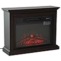 HOMCOM 31" 1400W Freestanding Portable 3D LED Electric Fireplace Mantel Heater Stove with Remote Control - Dark Coffee