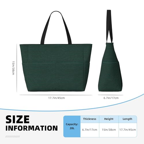 Large Beach Bags for Women Sandproof - Subtle Green Line Print Summer Travel Work Tote Bags with Zipper2