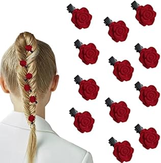 30 PCS Red Velvet Mini Rose Flower Hair Clips, Flower Hair Accessories for Women Girls Wedding Bridesmaid Bride
