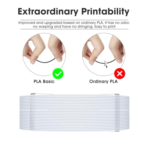 Image of eSUN PLA Basic Refilament 1.75mm, 3D Printer Refill High Speed PLA for Fast Printing, 1KG per Roll, 2 Rolls Spoolless 3D Printing Filament for High Speed 3D Printers, Cold White