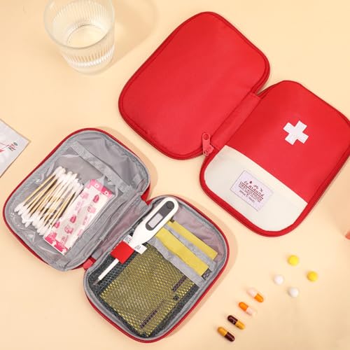 Invalidism 3 Pcs First Aid Bag Empty,First Aid Kit Bags Portable Empty Medicine Bags 3 Size Waterproof Oxford Fabric Material Storage Bag for Camping Home Hiking Survival Kit(Red) - Image 4