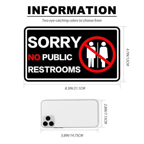 Image of Sorry No Public Restroom Signs, Self Adhesive Weatherproof UV Protected Vinyl No Public Bathroom Signs for Business Window Door