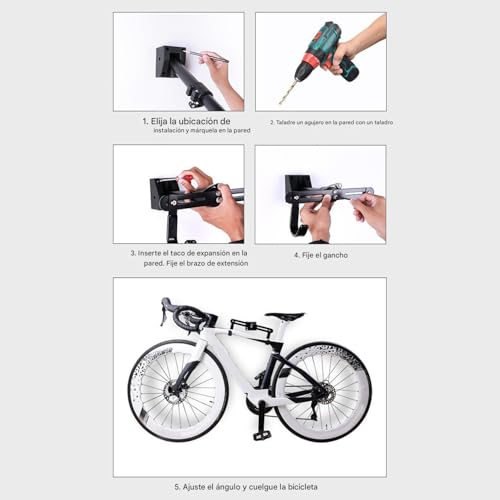 Soporte de bicicleta para pared y ganchos de almacenamiento de bicicletas para taller o garaje 7