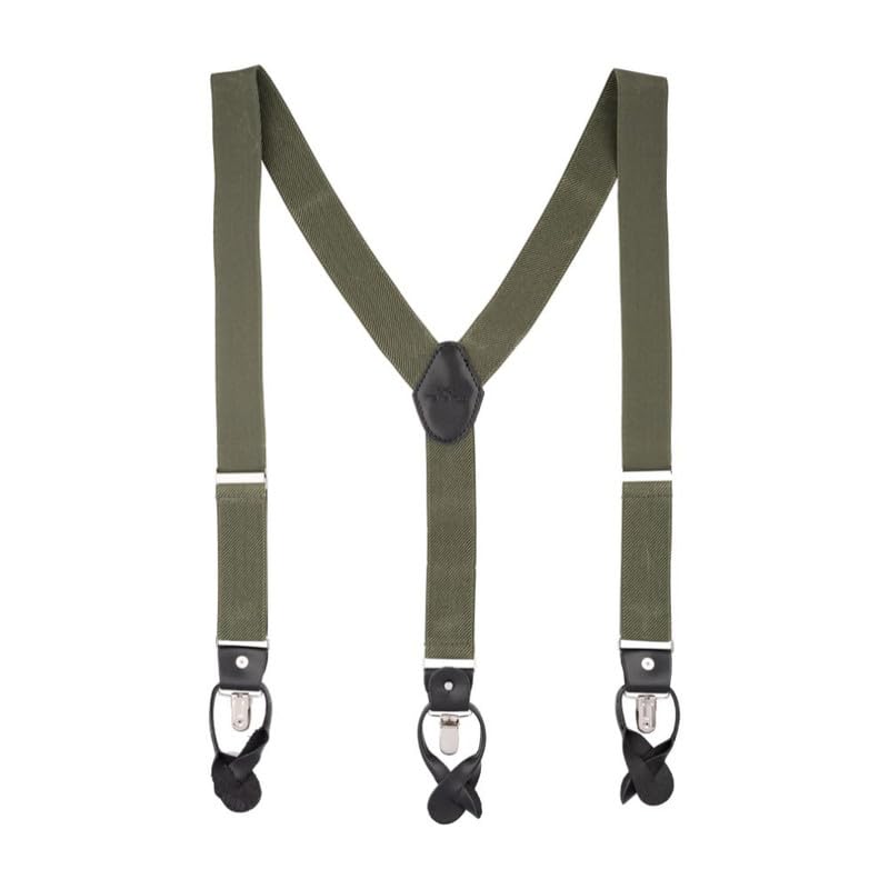 Image of The Tie Hub Button Suspenders for Men | Gentry Button-On Y-Back Elastic Braces | Adjustable 1.25 Inch | Formal Wedding