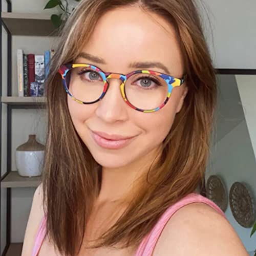 Gafas de lentes transparentes redondas estilo vintage multicolor C9 para mujer 3
