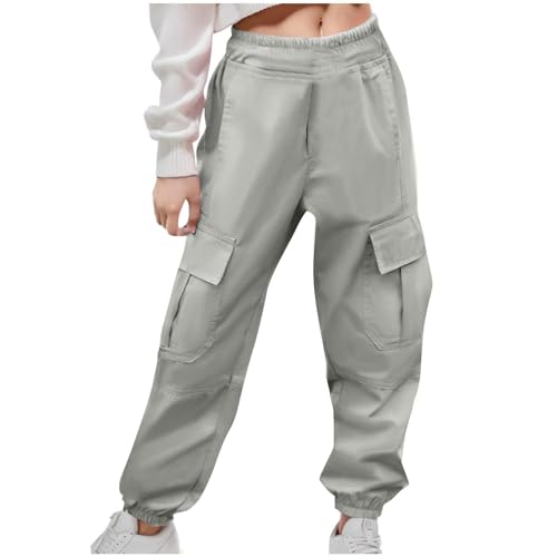 Kids Cargo Joggers Girls Boys Stretch Active Pants High Waisted Casual Baggy Elastic Bottom Sweatpants with Pockets