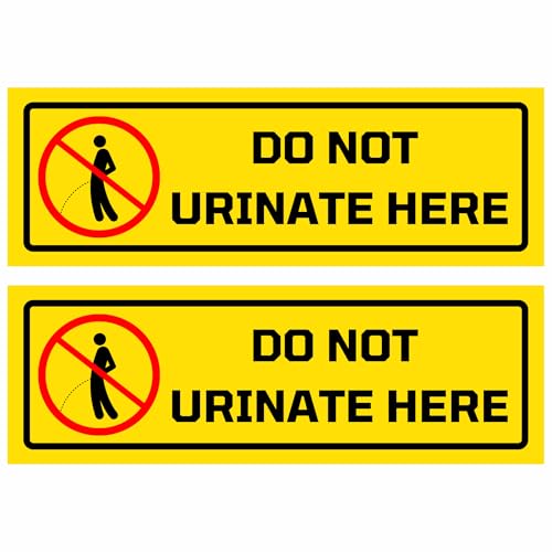 Image of Do Not Urinate Here Sign Sticker Board 20.5 x 7 CM - Peel & Stick or Screw Fix - Waterproof Coated Print - Pack of 2 Warning Signage for Home, Office, Shops & Public Areas (Do Not Urinate Here, Small - 20.5 X 7 CM)