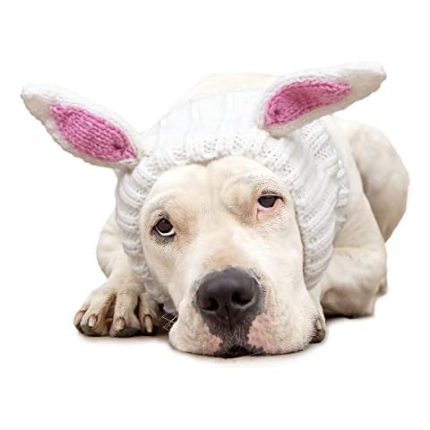 Zoo Snoods Bunny Costume - Knit Easter Dog Snood Ear Wrap for Pets, Warm Neck Cover for Halloween and Winter (Large) Cover