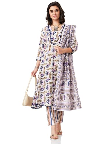 Image of Amazon Brand - Myx Women's Printed Anarkali Kurta Pant Set with Dupatta (Available in Plus Sizes)