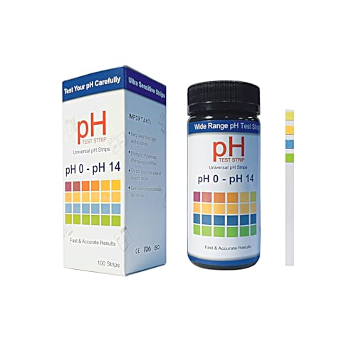 Homcoice Universelle pH Teststreifen 100 Streifen Vollbereich pH 0-14, schnelle pH-Prüfung für Trinkwasser, Wasser mit Bodentests, Labore, Aquarien, Fitnessstudios, Pools