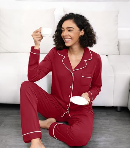 Image of WiWi Viscose from Bamboo Women's Pajamas Set Super Soft Button Down Top and Pants Sleepwear Cooling Pjs S-3X