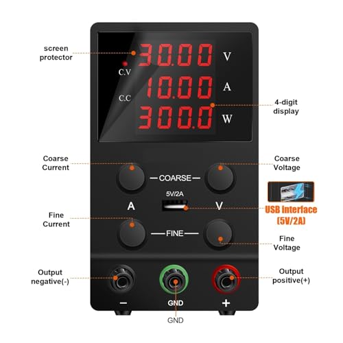 Alimentation laboratoire réglable 30V 5A DC switching noire 230V - 5