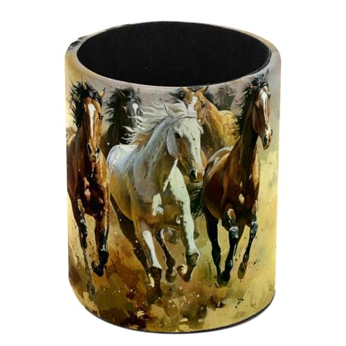 VAPOKF Pot à stylos pour bureau, pot à crayons, pinceaux de maquillage, rangement de fournitures de bureau, organisateur pour la maison et le bureau – Chevaux au galop