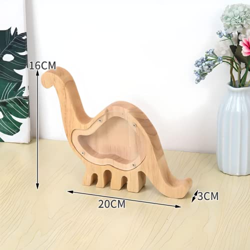 Image of PATROK Wooden Animal Money Bank, Money Box, Piggy Bank, Coin Banks, Money Savings Box, Wooden Bank for Kids and Adults (Dinosaur)