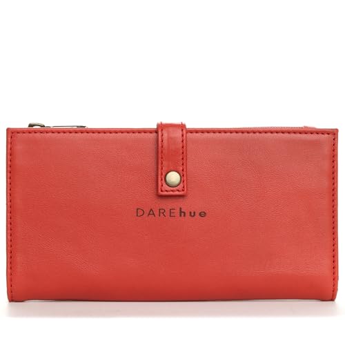 Large Slim Genuine Leather Ladies Wallet (17 card slots) (red)