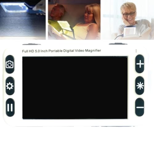 Videoingranditore Digitale Portatile Lente di Ingrandimento per Ipovedenti da 5.0 Pollici, Ausilio Visivo per la Visione Ridotta e la Cecità del Colore,White