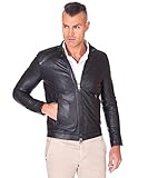 D'Arienzo Lederjacke Herren Echtleder Perforiertes schwarz Italienisch Biker Leder Lammleder Jacke Motorrad Ted 44/schwarz