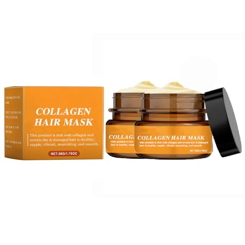 Mascarilla capilar de colágeno para cabello seco y dañado, mascarilla acondicionadora extremadamente profunda, tratamiento hidratante y reparador antifrizz y nutritivo. (2pcs)