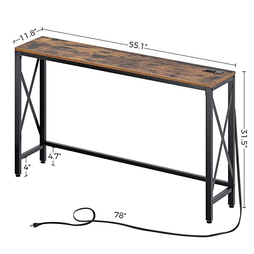 Rolanstar Console Table with Power Outlets and USB Ports, 55” Entryway